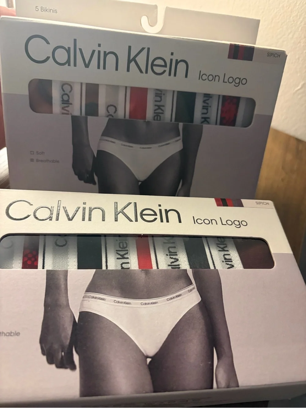 Calvin Klein Icon Logo Men's Bikini Briefs - White with Multicolor Waistbands